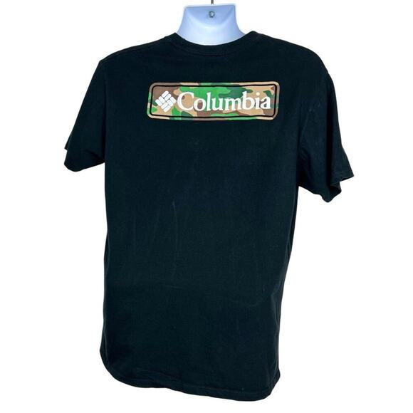 Columbia Black T-Shirt With Camo Logo Men's Large Cotton Shirt - Picture 3 of 10
